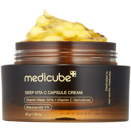 Medicube Deep Vitamin C Golden Capsule Face Moisturizer - Liposome Capsules For Wrinkles Skin Radiance - Transparent Gel for Glow Hydration - Korean Skin Care 1.94 oz