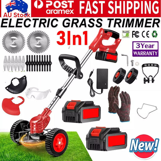 Down Under Deals™ Cordless Electric Grass Trimmer & Whipper Snipper – 24V Lawn Mower with Stainless Blade